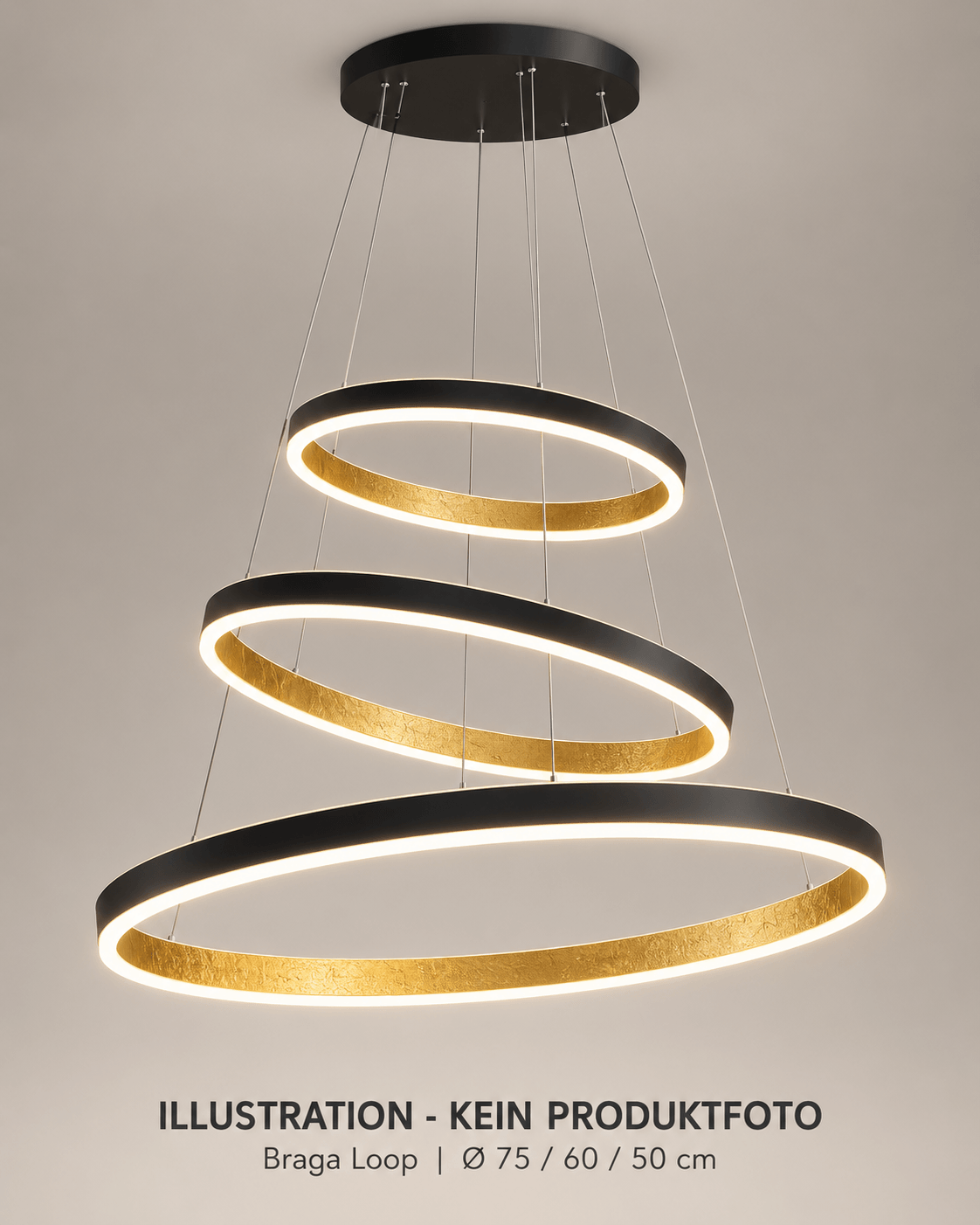 LED-Pendelleuchten Braga Loop Kombination mit drei Ringen – Bild 1